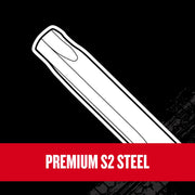 Illustration of a Craftsman screwdriver shaft, CMHT26163V, with text premium S2 steel on black background.