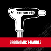 Craftsman CMHT26163V graphic showing ergonomic T-handle design, black and white illustration with red banner.