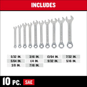 Photo of 10-piece Craftsman wrench set CMMT42319, SAE sizes, displayed in a row on white background.