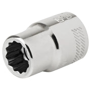 Photo of Craftsman chrome socket, twelve-point design, CMMT44331, with knurled grip, shown at angle on white background.