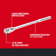 Photo of Craftsman 1/2 in. drive 72-tooth ratchet with large switch lever and 180° swivel head, CMMT99427.